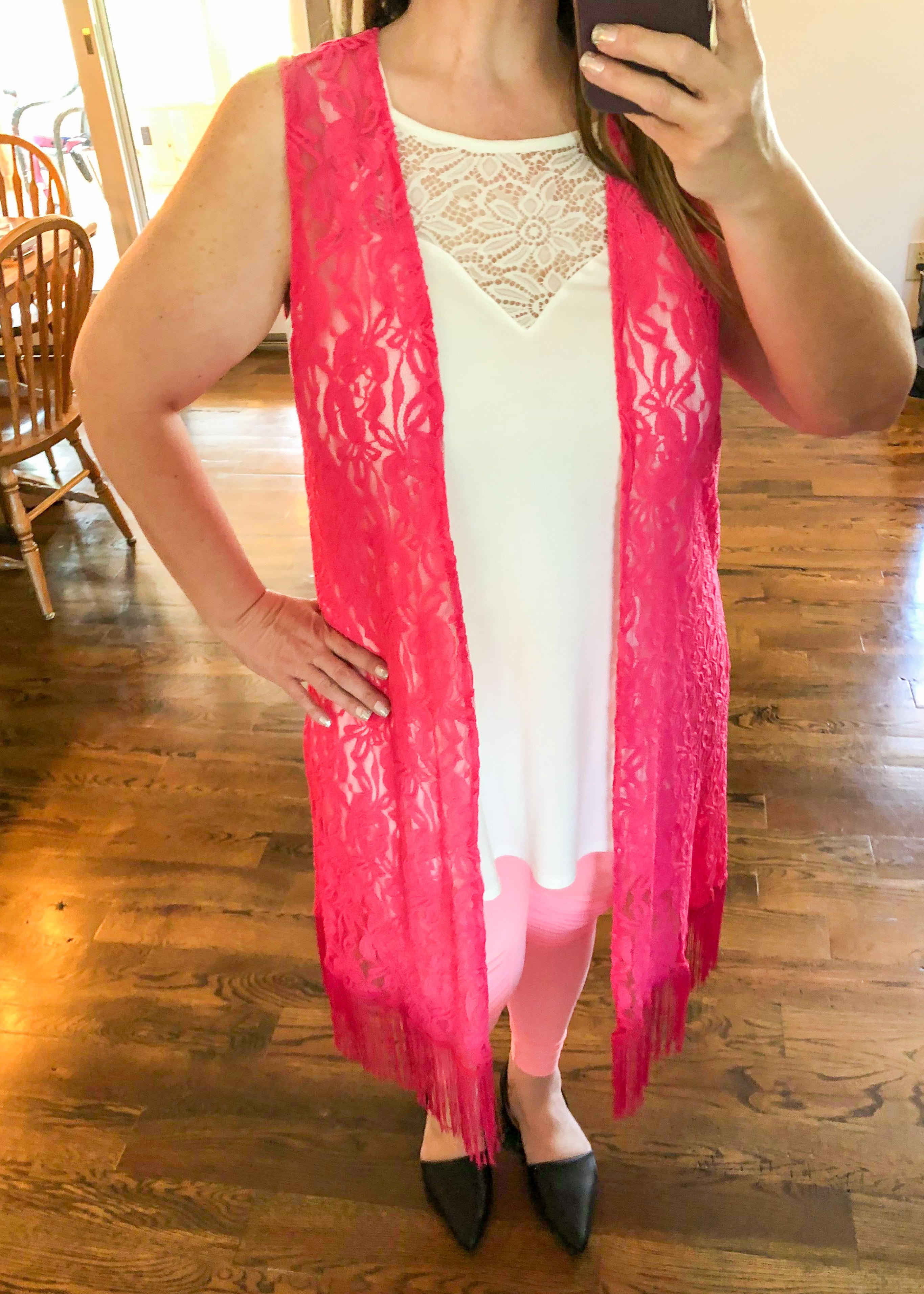 Pink lace kimono outlet cardigan